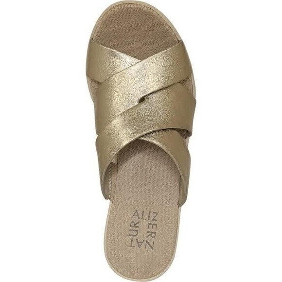 Naturalizer Rowena Womens Leather Slip on Slide Sandals, Warm Silver Leather, 9W - Picture 5 of 7